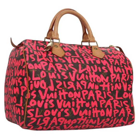 LOUIS VUITTON Monogram Graffiti Speedy 30 Hand Bag Pink M93704 - Picture 1 of 16